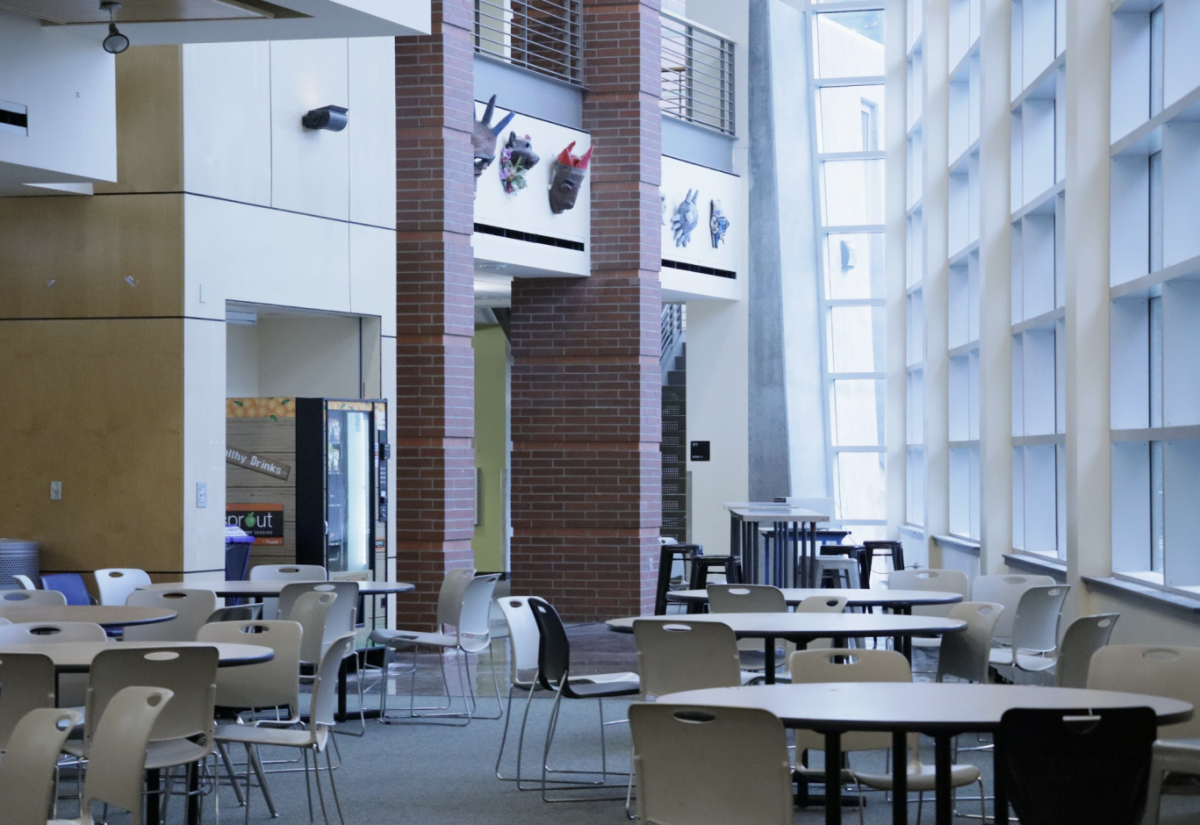 1:30 PM at the Pointe. The Pointe is a unique area of the school, literally shaped like a 'point' and made up of glass panes, allowing for natural light to fill the halls.