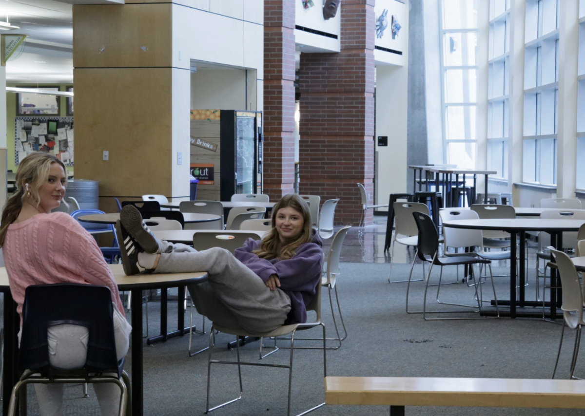 2:30 PM at the Pointe. Wilsonville Broadcast Networks Social Media Manager, Logan Stelle, and Opinions Editor, Carissa Parry, pictured skipping journalism.