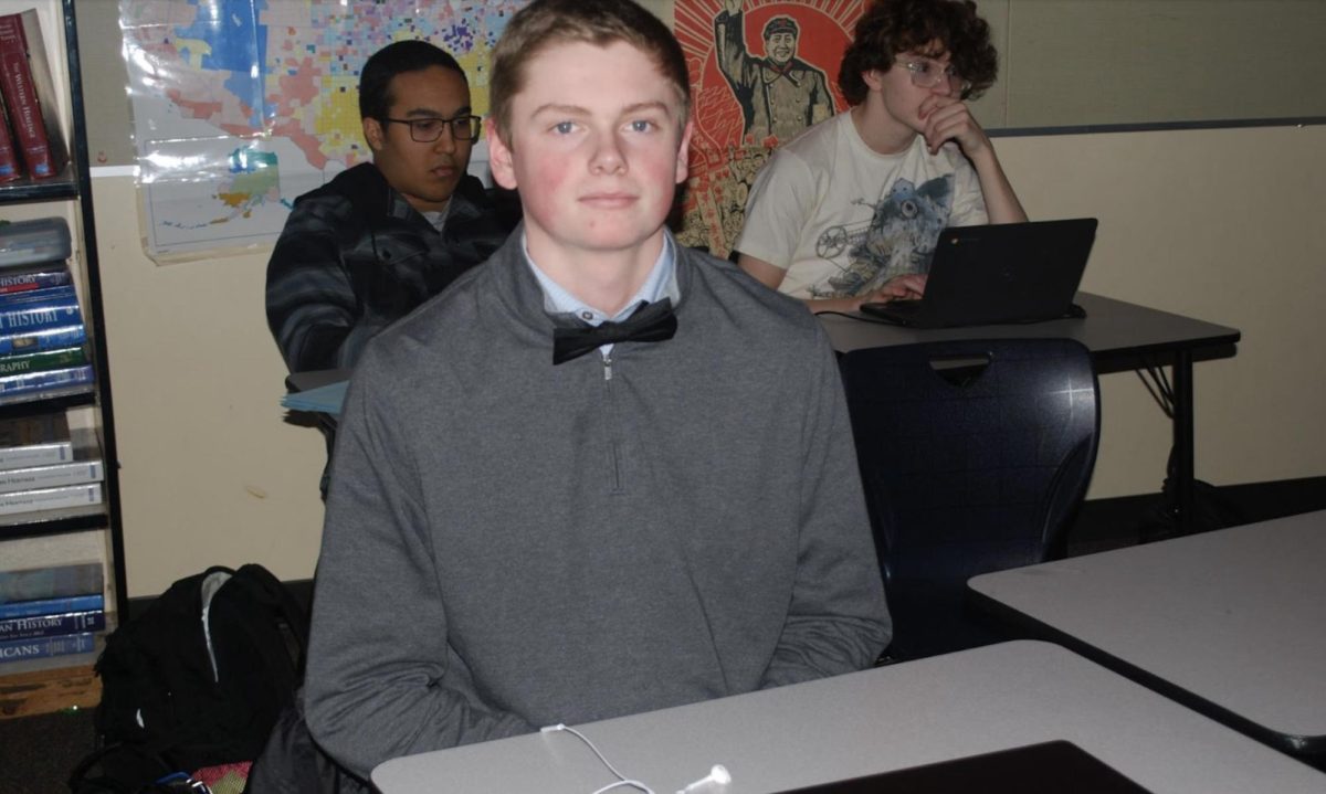 Senior Brett Lyons puts some work in, showing up for class despite having to play a home game against Centennial that night, which they would eventually win 59-45