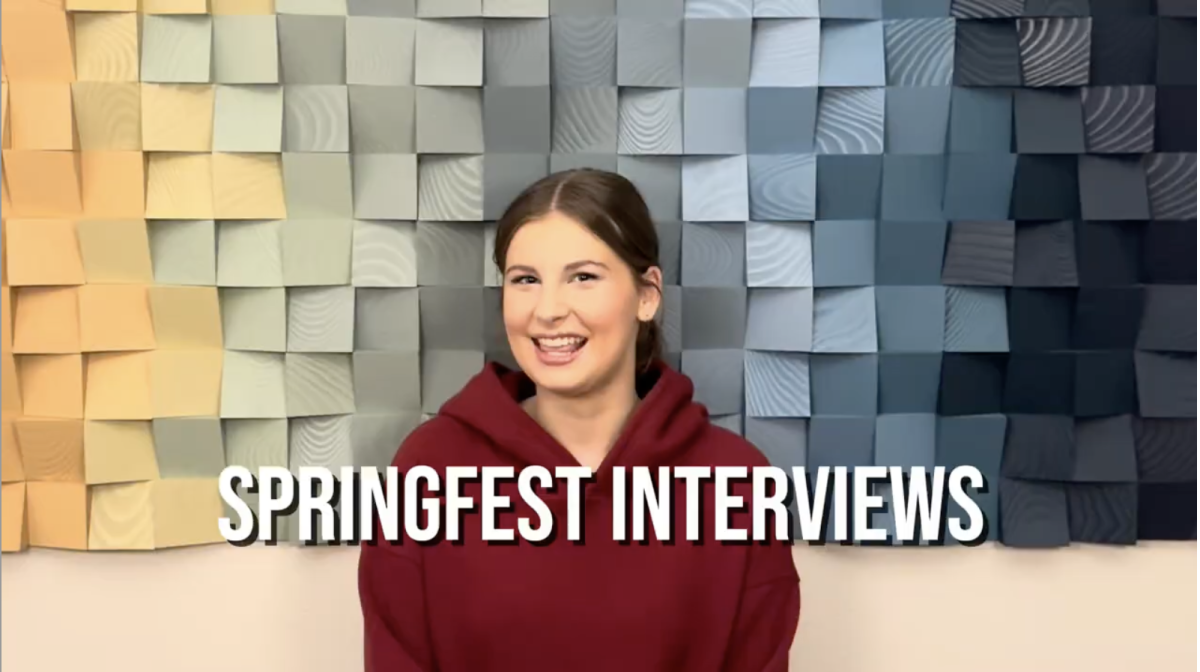 Alison Vandergon interviews various subjects in her Springfest video story. Various spirited students participated in Springfest this year.