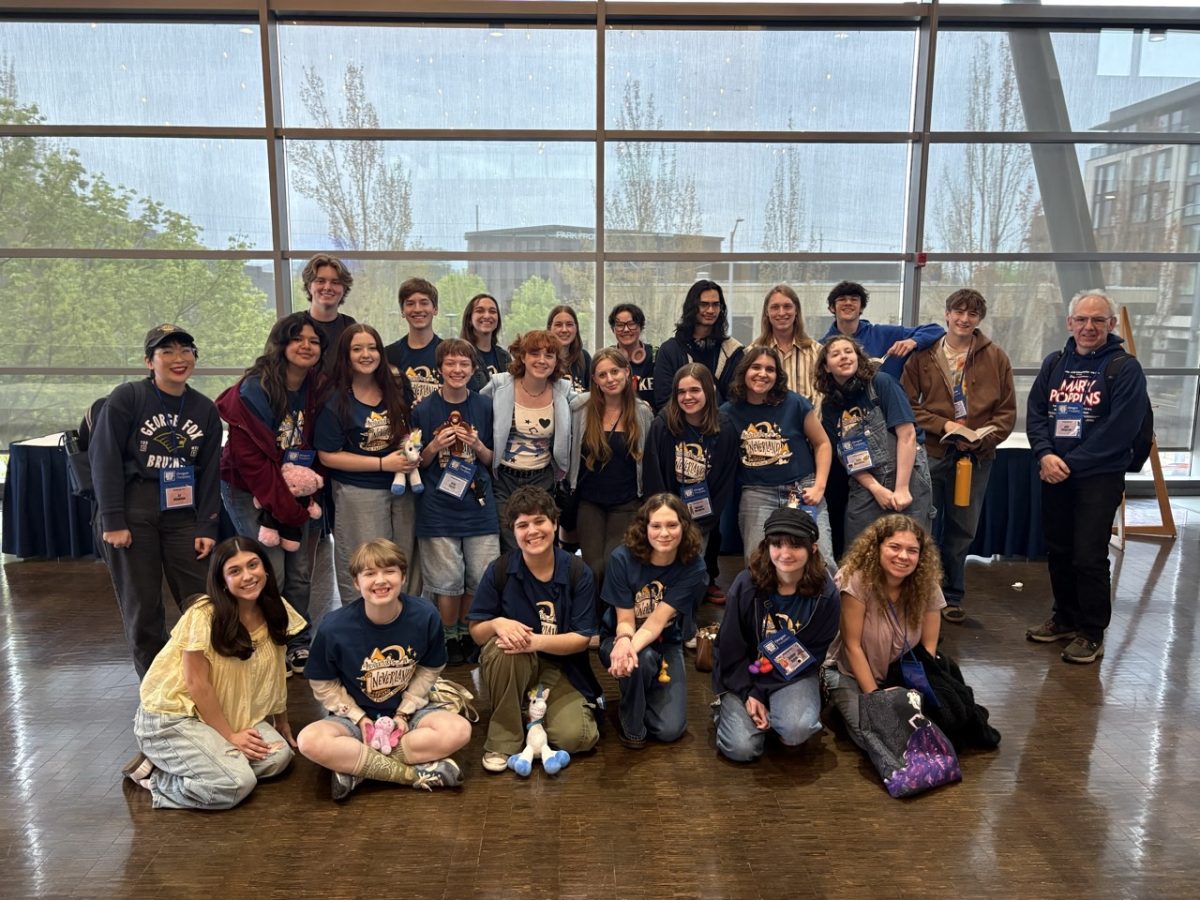 The group of students who attended state, plus troupe supervisor John Fitzgerald (far right). Taking pictures like this helps students look back on good times far long after the trip ends.