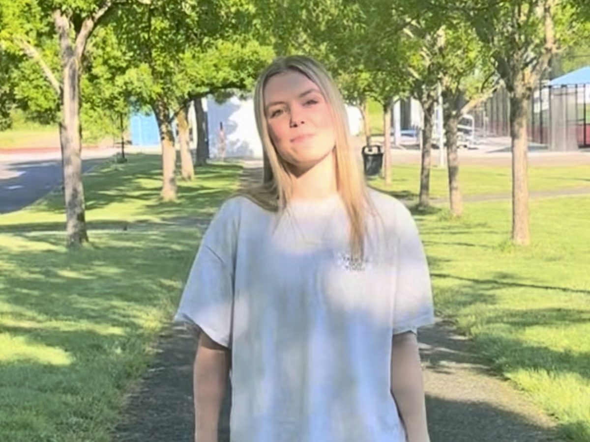 Interviewer Caitlin Eckley leisurely walks down the sidewalk while introducing the video. Eckley asks a variety of Wilsonville athletes about their after-school schedules. 