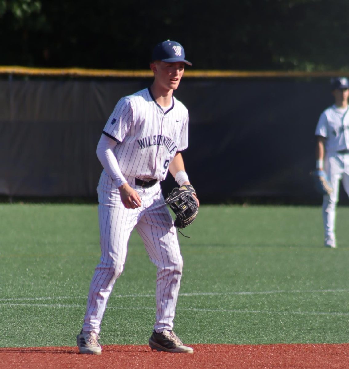 Junior shortstop Evan Eagle looks on in Wilsonville's win 16-1 against Parkrose on April 29th.